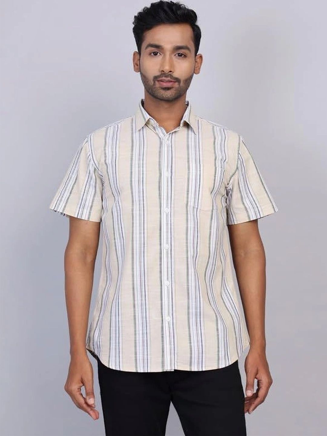 WEARHOUSE Men Classic Striped Casual Shirt-picture-23