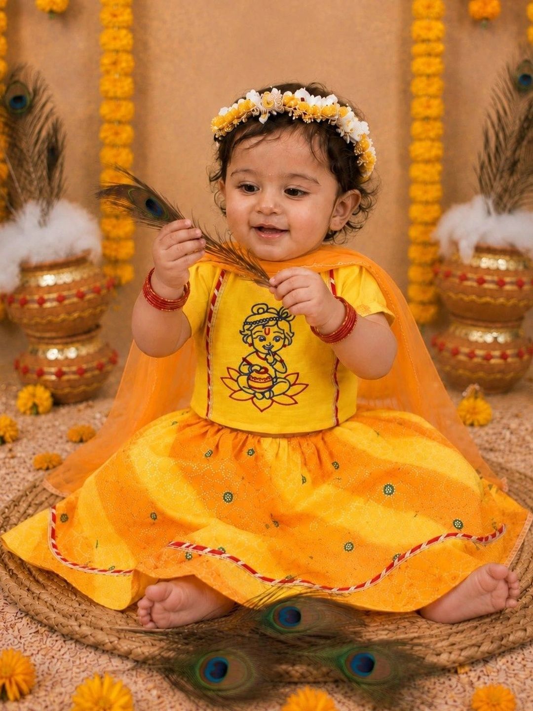 BownBee Girls Embroidered Ready to Wear Lehenga & Blouse With Dupatta-picture-13