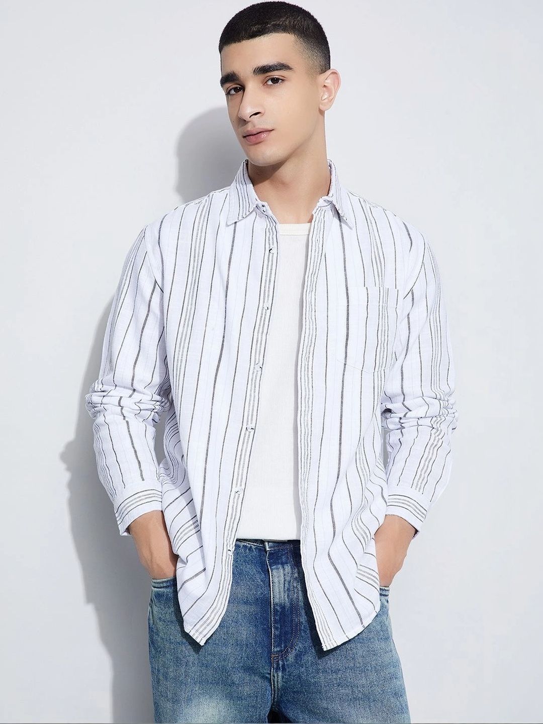 Forca by Lifestyle Men Slim Fit Striped Casual Shirt-image-11