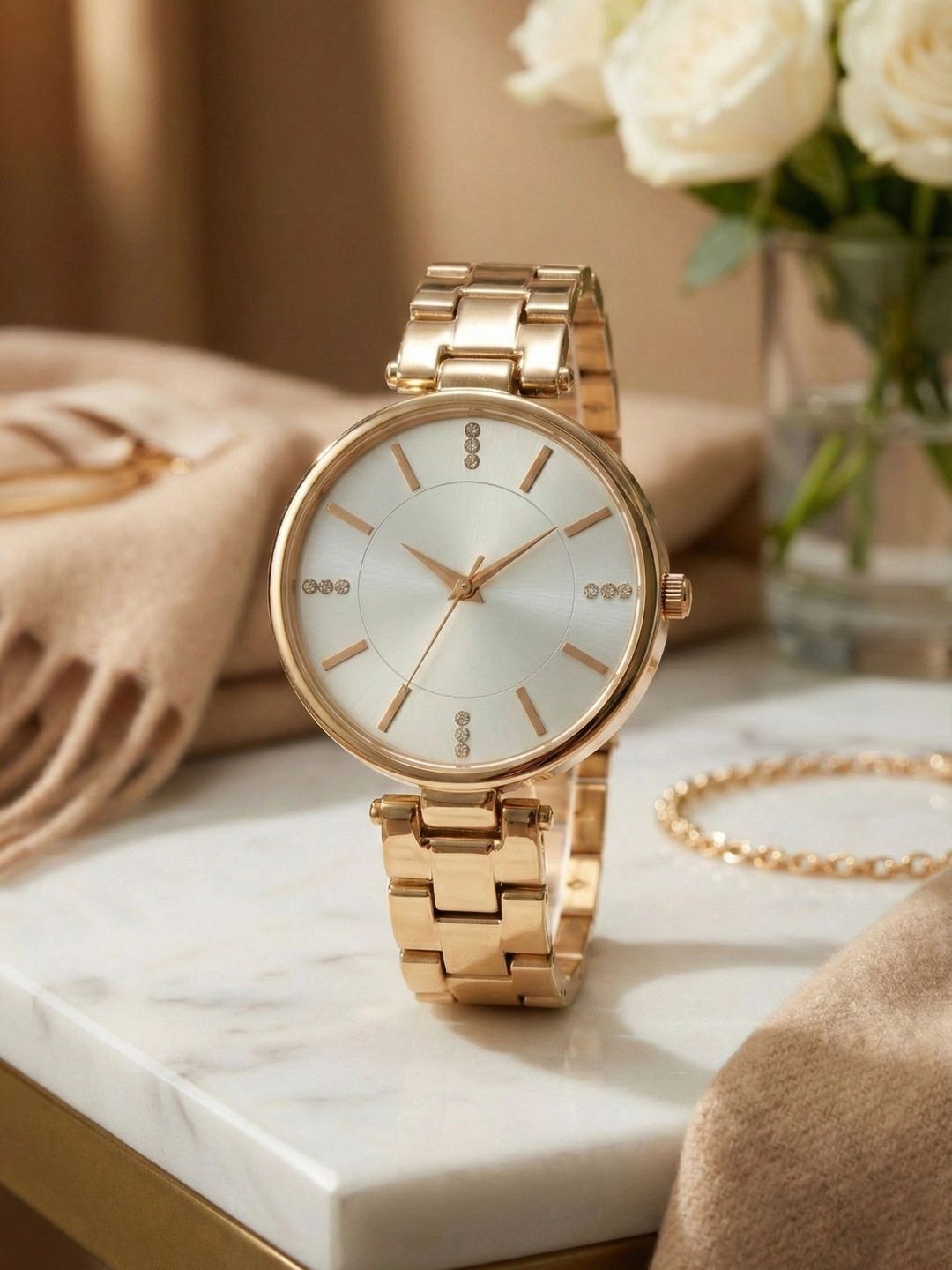 TREX Women Brass Embellished Dial & Stainless Steel Bracelet Style Straps Analogue Watch LR-WHITE-TR_X1-picture-10