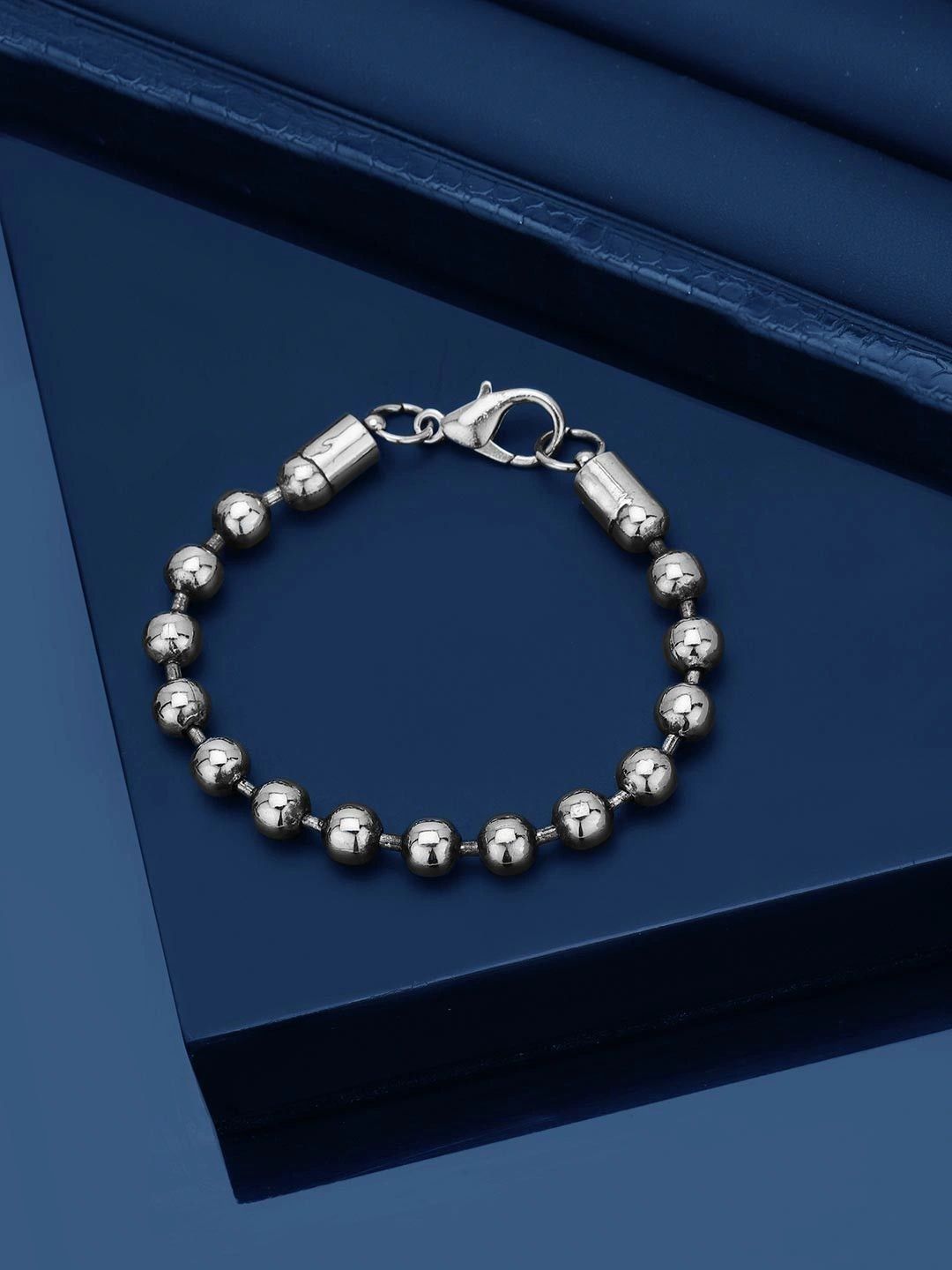 Carlton London Men Silver-Plated Link Bracelet-picture-15
