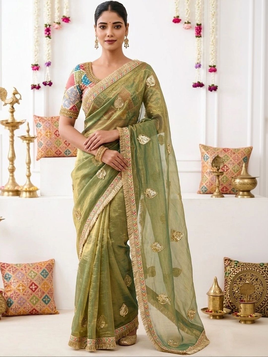 bansari textiles Zari Silk Blend Designer Mysore Silk Saree-image-21
