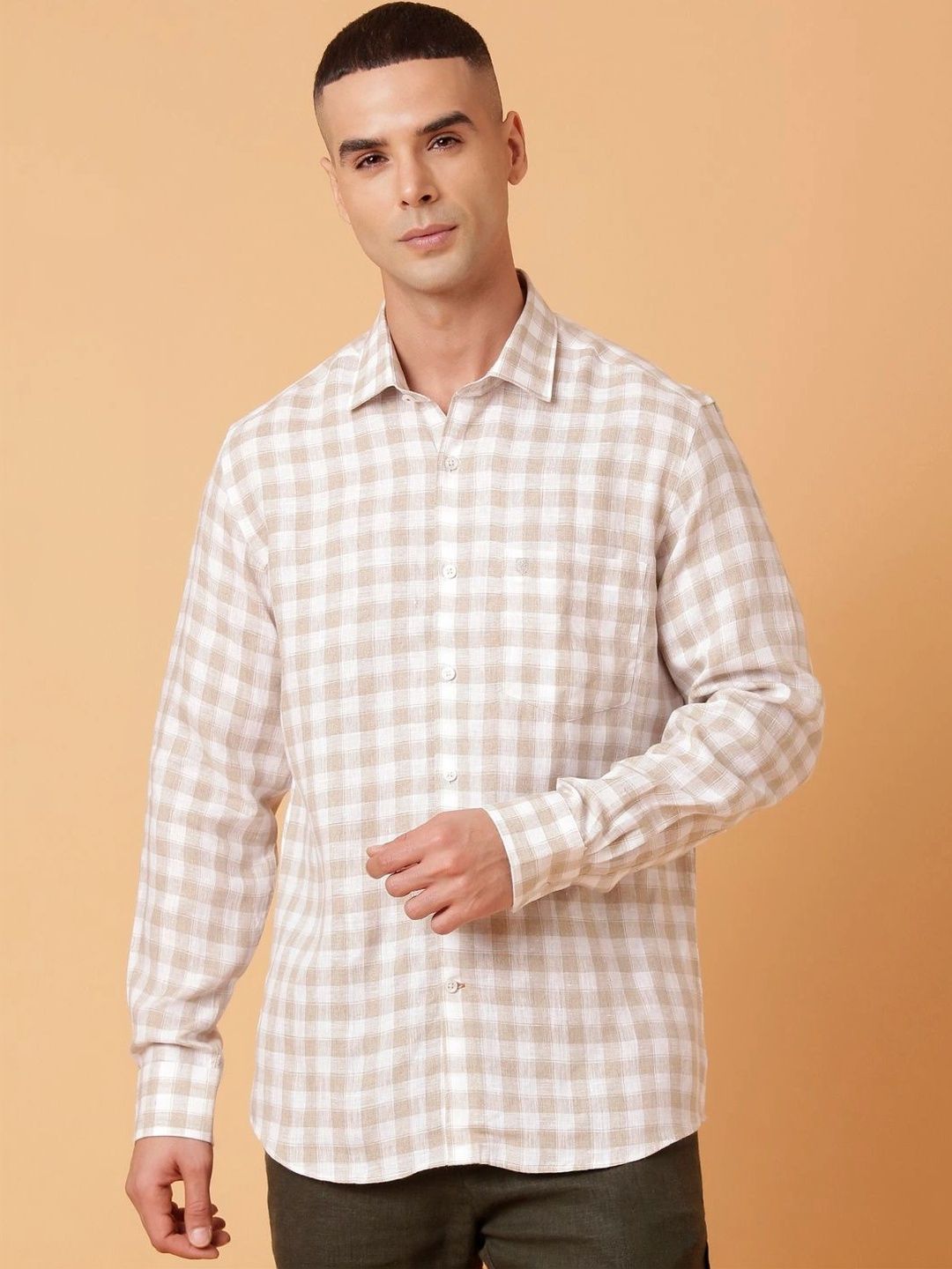 Linen Club Men Contemporary Gingham Checks Checked Casual Shirt-picture-22