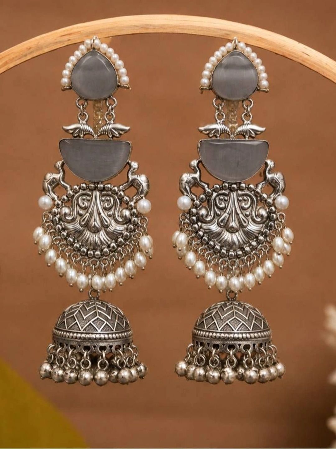 THE GLAM POUCH Teardrop Shaped Jhumkas Earrings-picture-7