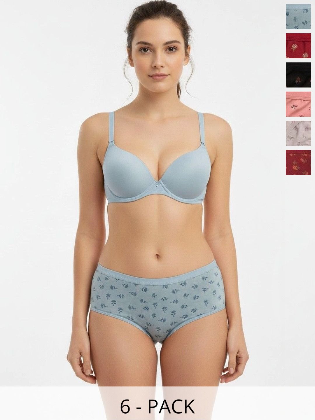 Swenson Women Pack of 6 Printed Seamless Assorted Cotton Bikini-picture-48