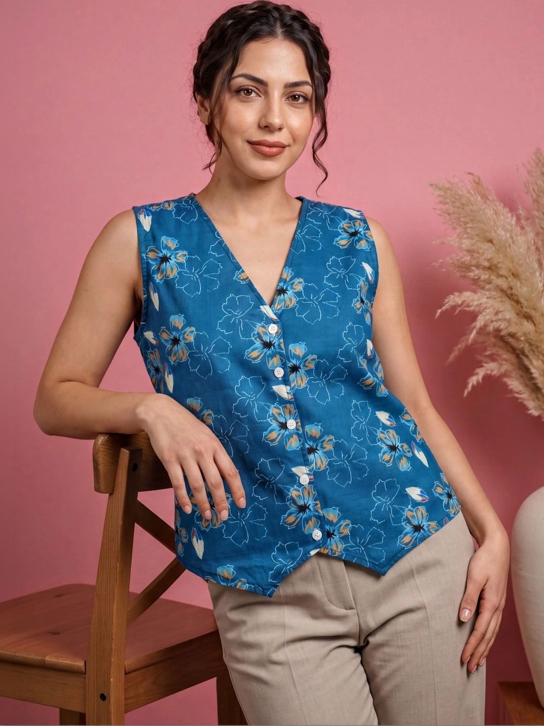 KALAMIR Floral Print Top-picture-45