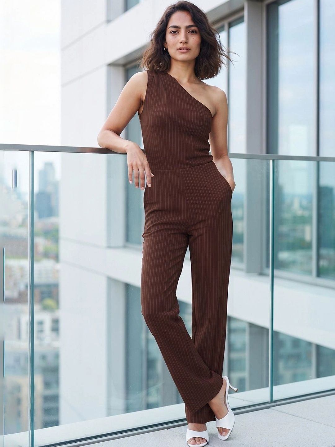 CODE by Lifestyle Women Ribbed One-Shoulder Jumpsuit-picture-35
