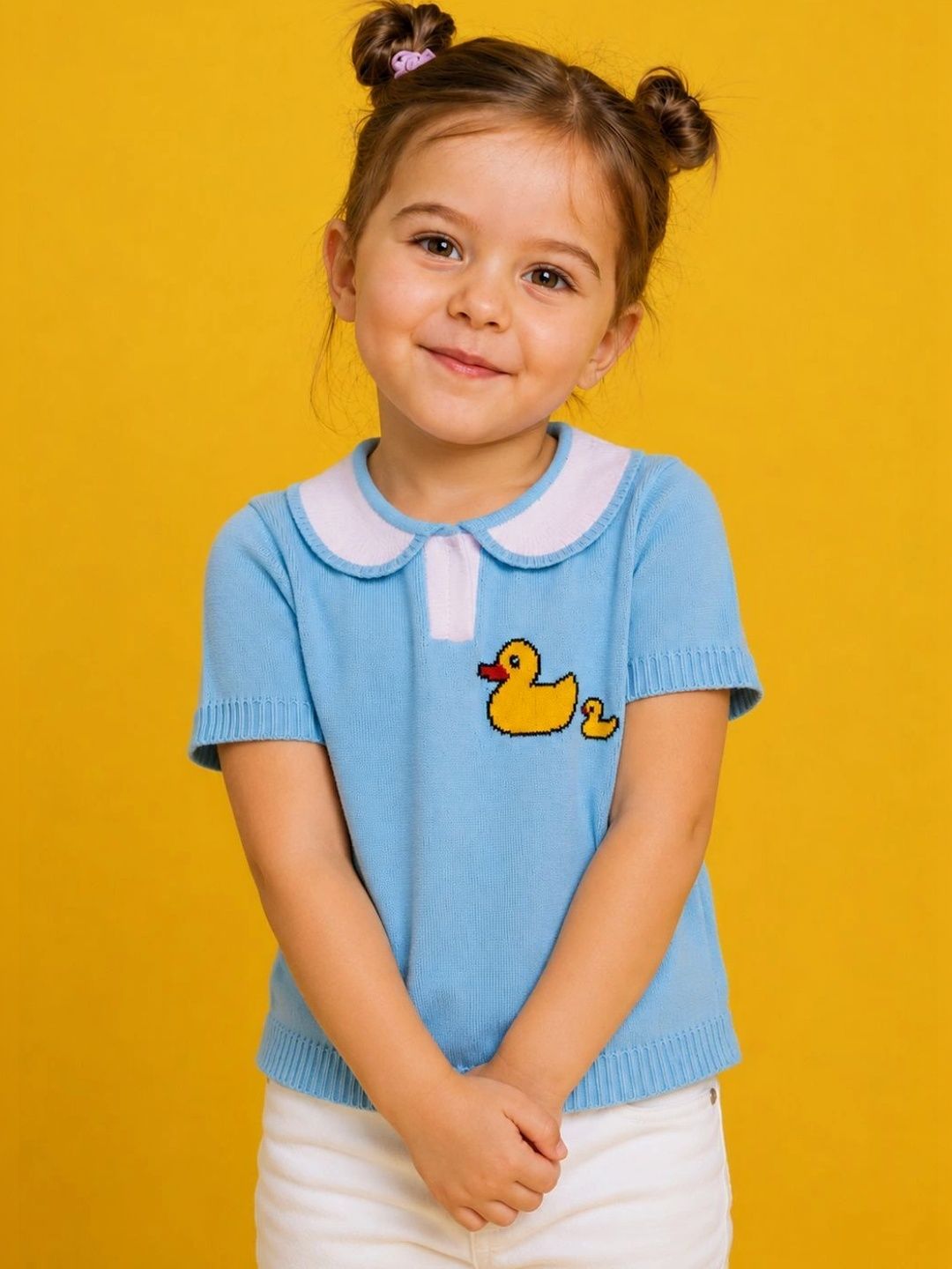 PERRYHILL Girls Printed Peter Pan Collar T-shirt-picture-11