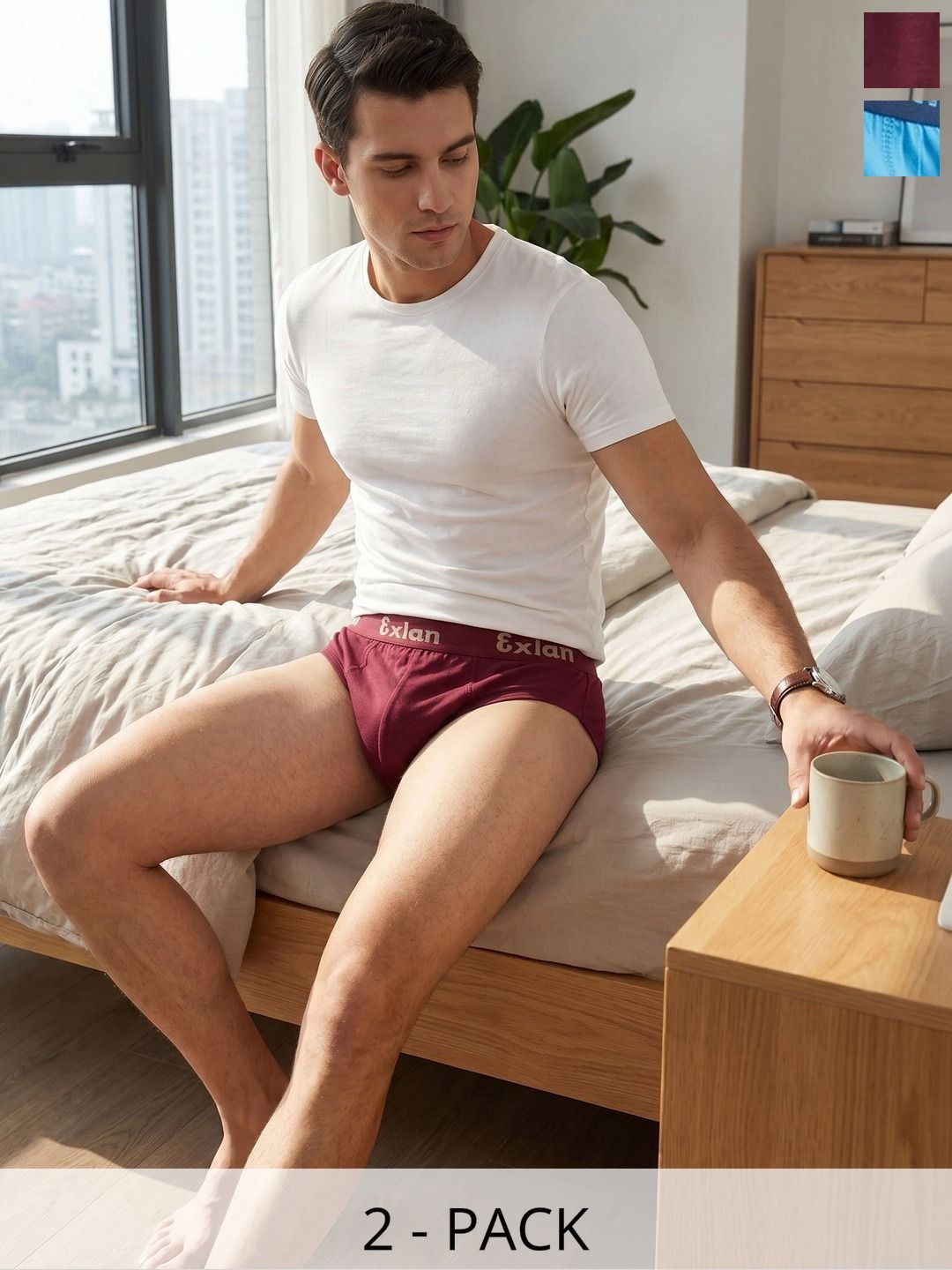 Exlan Men Pack of 2 Anti Bacterial Cotton Bikini-picture-28