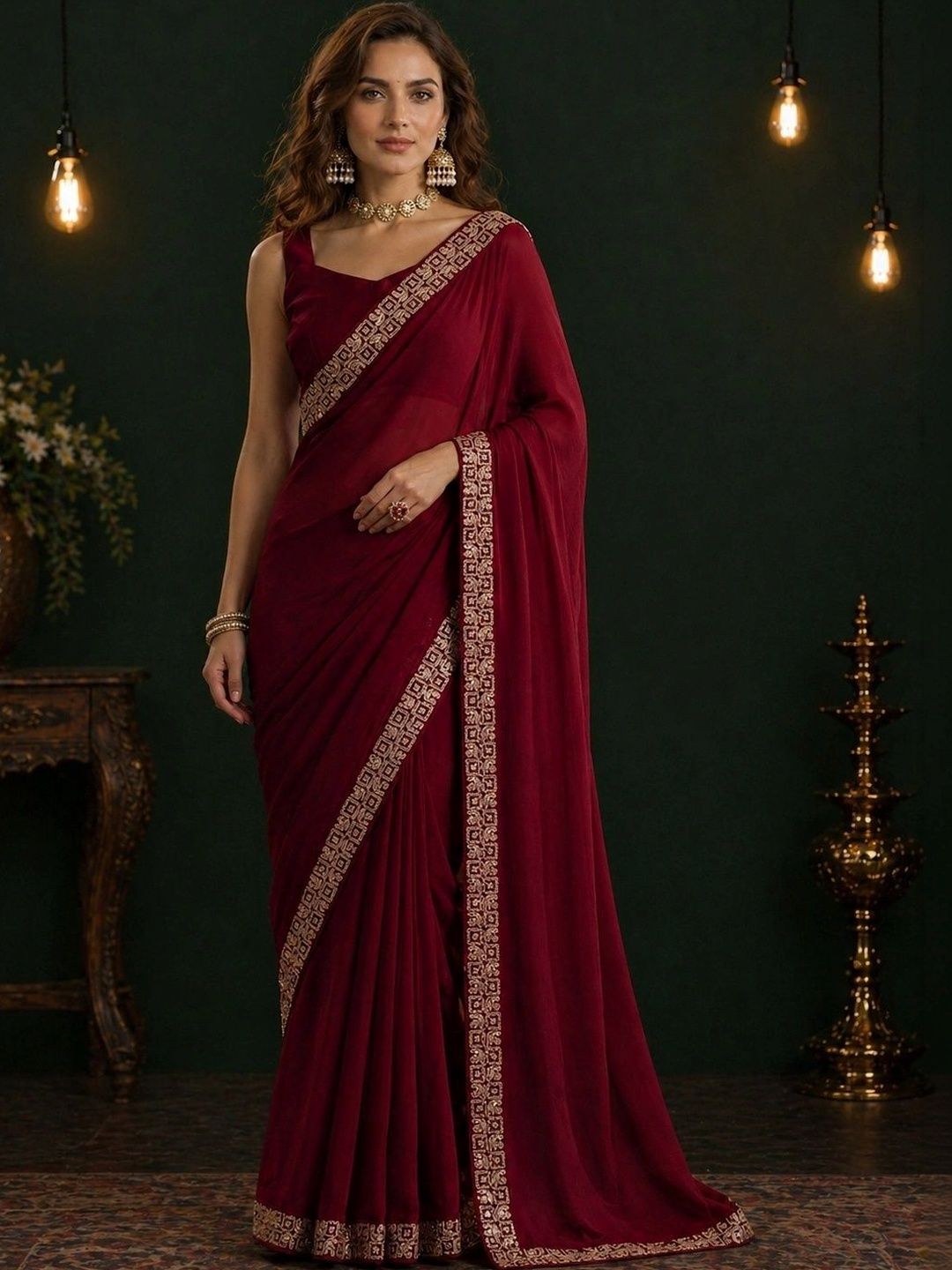 Mitera Embellished Embroidered Satin Saree-picture-15