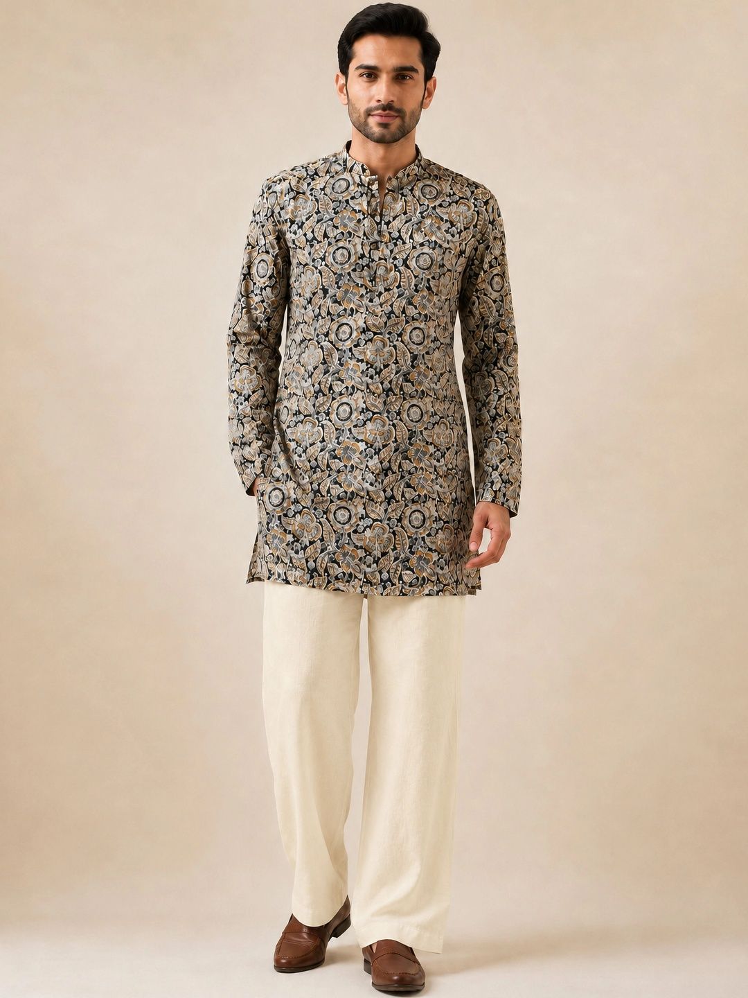 VASTRAMAY Men Ethnic Motifs Printed Regular Pure Cotton Kurta with Trousers-picture-36