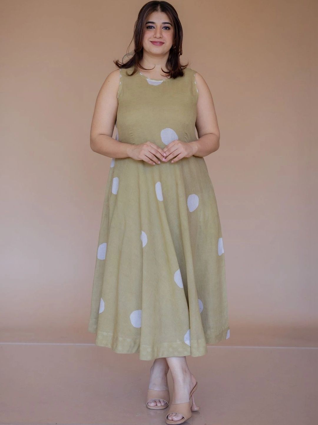 THE INDIAN ETHNIC CO Polka Dot Print A-Line Midi Dress-image-26