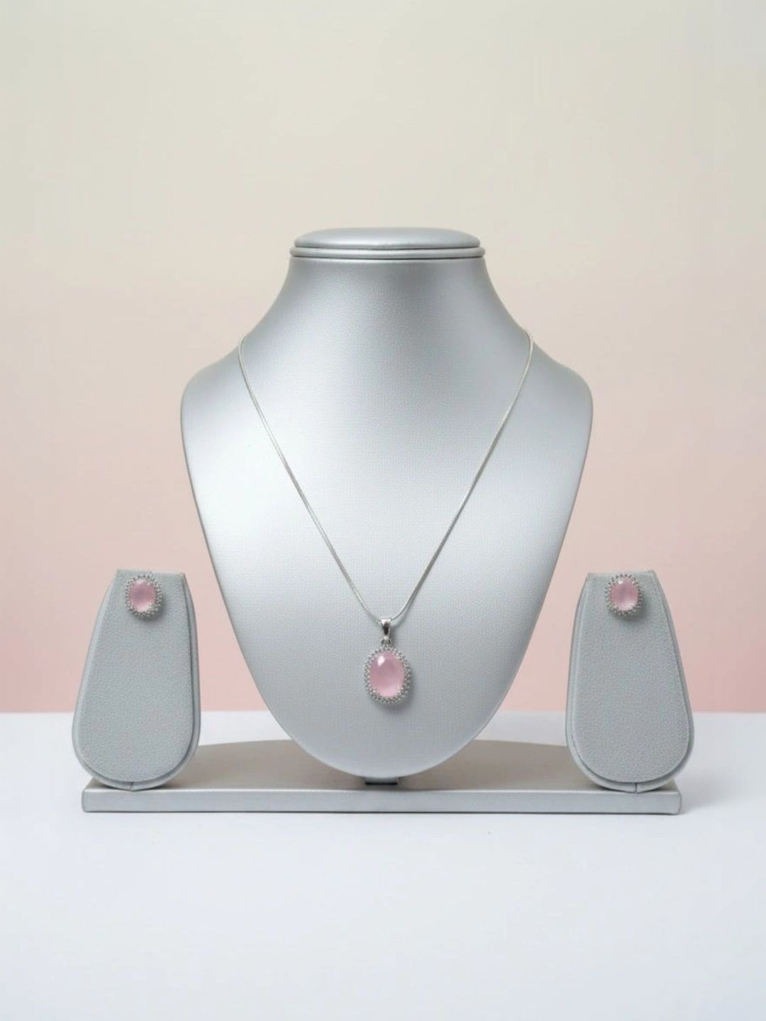 shivay Silver-Plated Stone Studded & Beaded Necklace and Earrings-picture-0