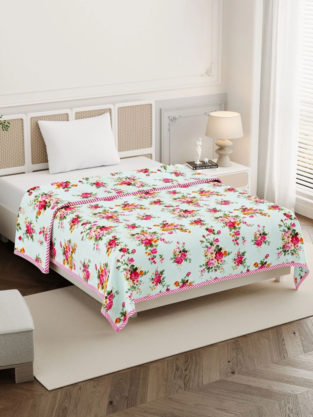 Homeful Style Green Floral AC Room 120 GSM Dohar-picture-50