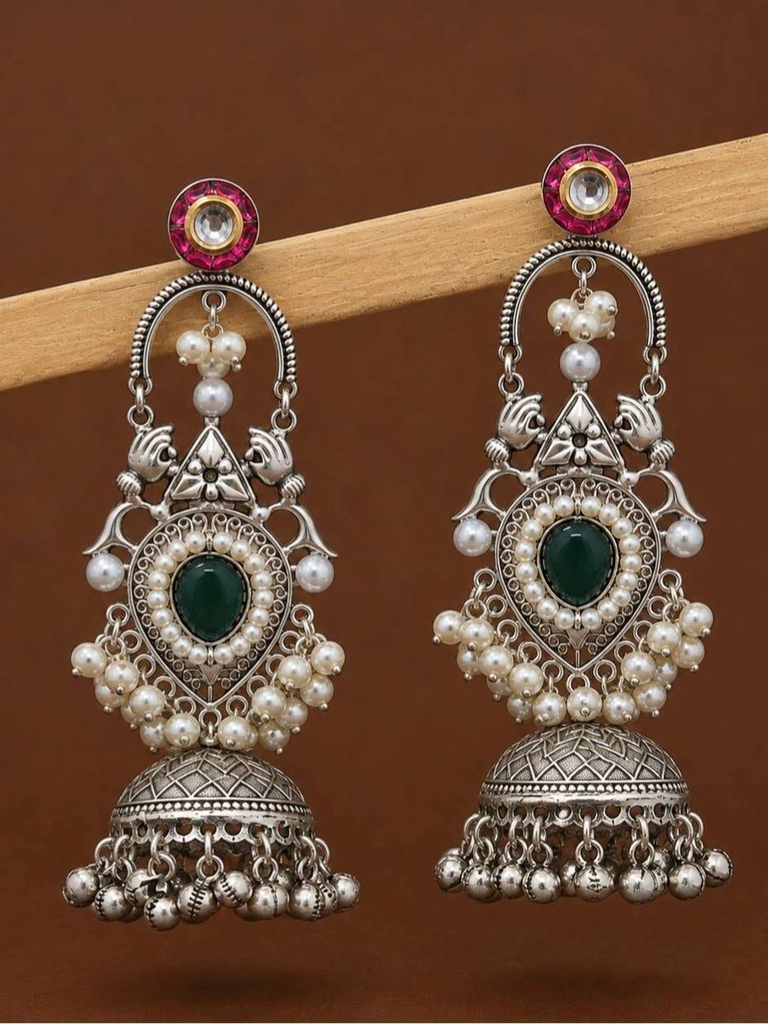 THE GLAM POUCH Geometric Jhumkas Earrings-picture-32
