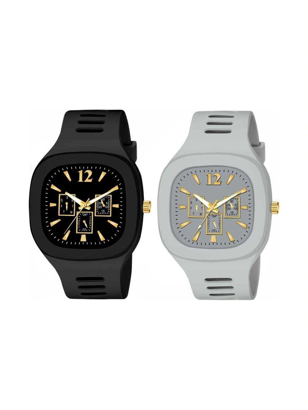 TREX Boys Brass Dial & Straps Analogue Date Aperture Watch MILLER_BLACK+GREY-picture-19