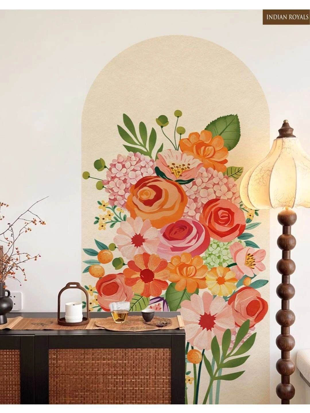 INDIAN ROYALS Orange & Green Printed Self-Adhesive & Durable Wall Sticker-picture-27