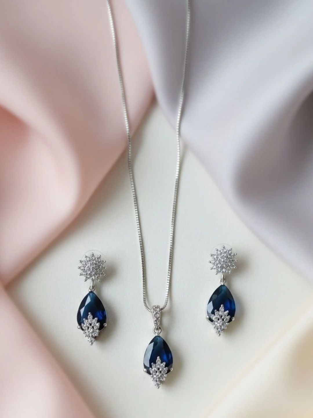shivay Silver-Plated Stone-Studded Pendant and Earrings-picture-4
