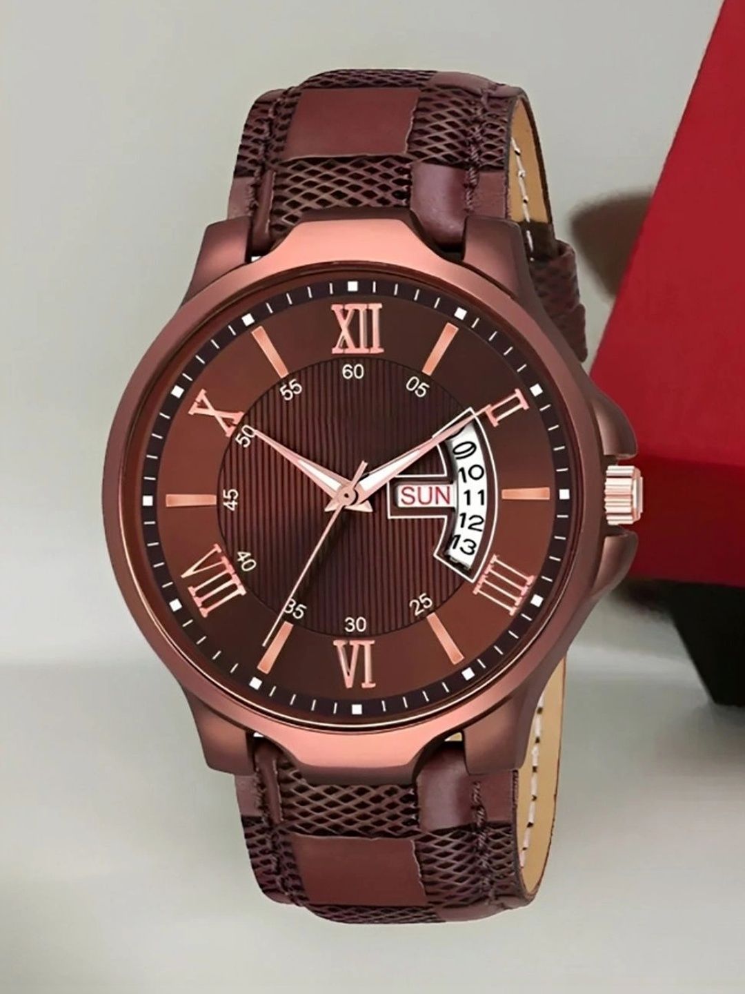 TREX Boys Brass Dial & Textured Straps Analogue Date Aperture Watch BRATON_BROWN_DD-picture-51
