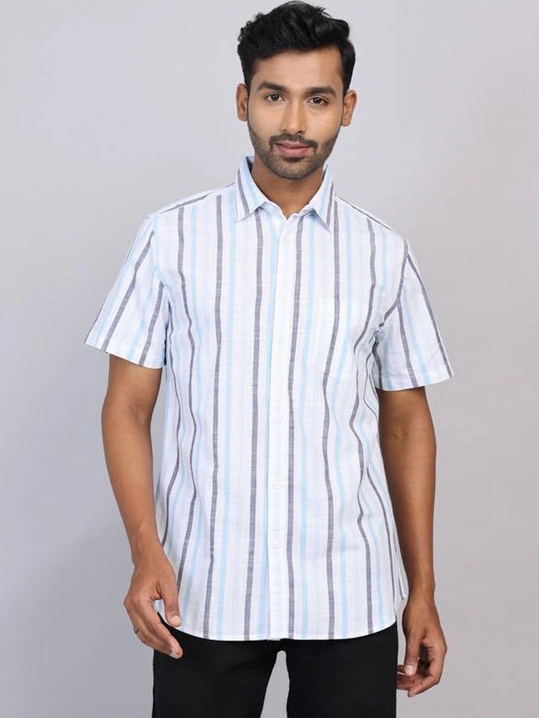 WEARHOUSE Men Classic Striped Casual Shirt-picture-7