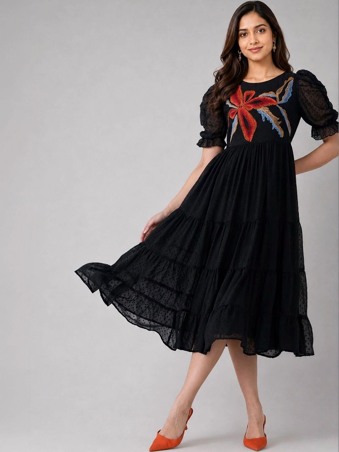 all about you Embroidered Round Neck A-Line Ethnic Dresses-image-47