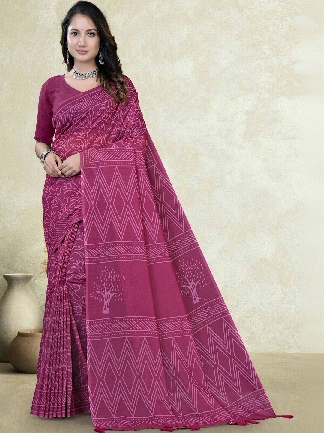 Vedresa Batik Pure Cotton Designer Block Print Saree-image-43