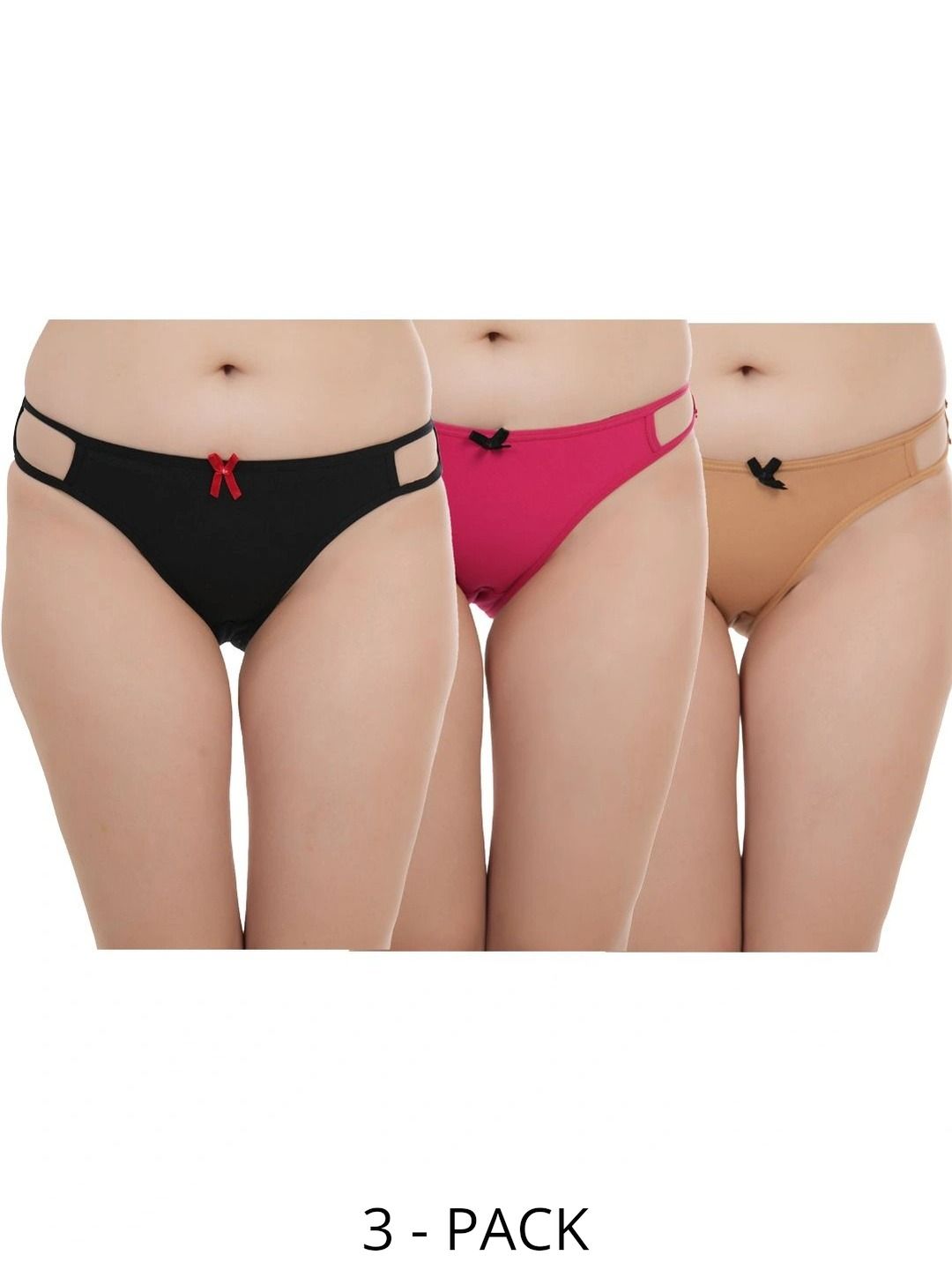 RESIZE Women Pack of 3 Assorted Cotton Bikini-picture-28