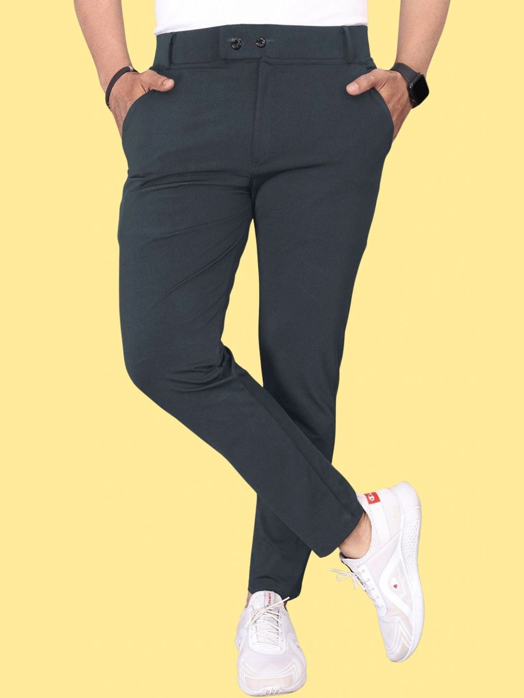FABAURA Men Slim Fit Easy Wash Trousers-picture-10