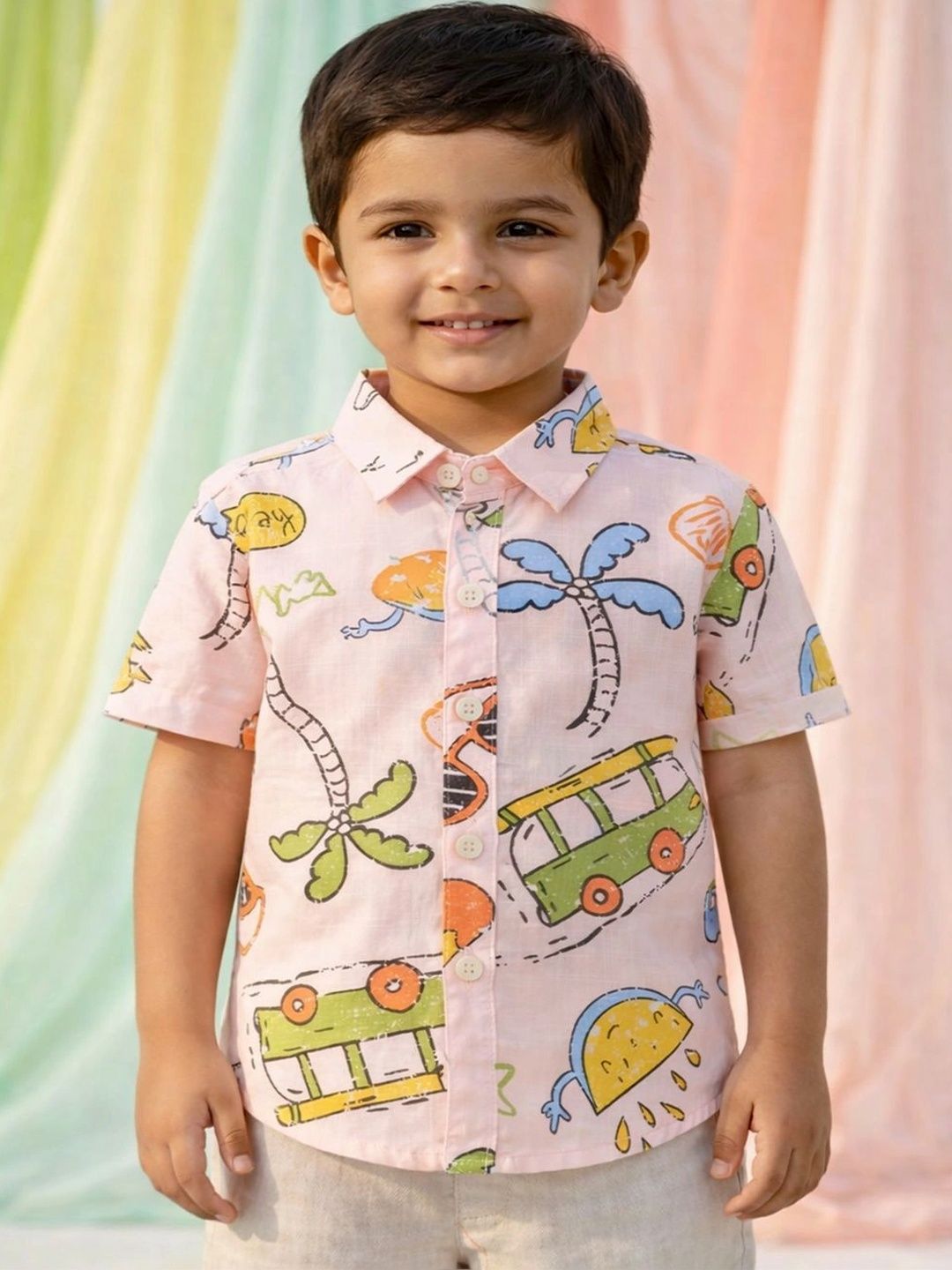 HERE&NOW Unisex Kids Classic Printed Casual Shirt-picture-37