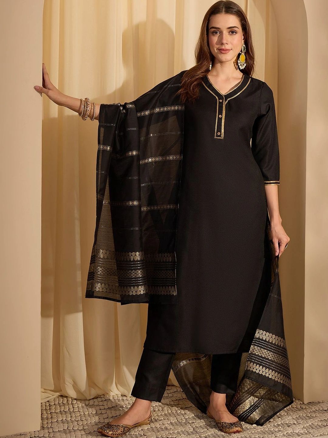 Janasya Women Regular Kurta with Trousers & With Dupatta-image-39