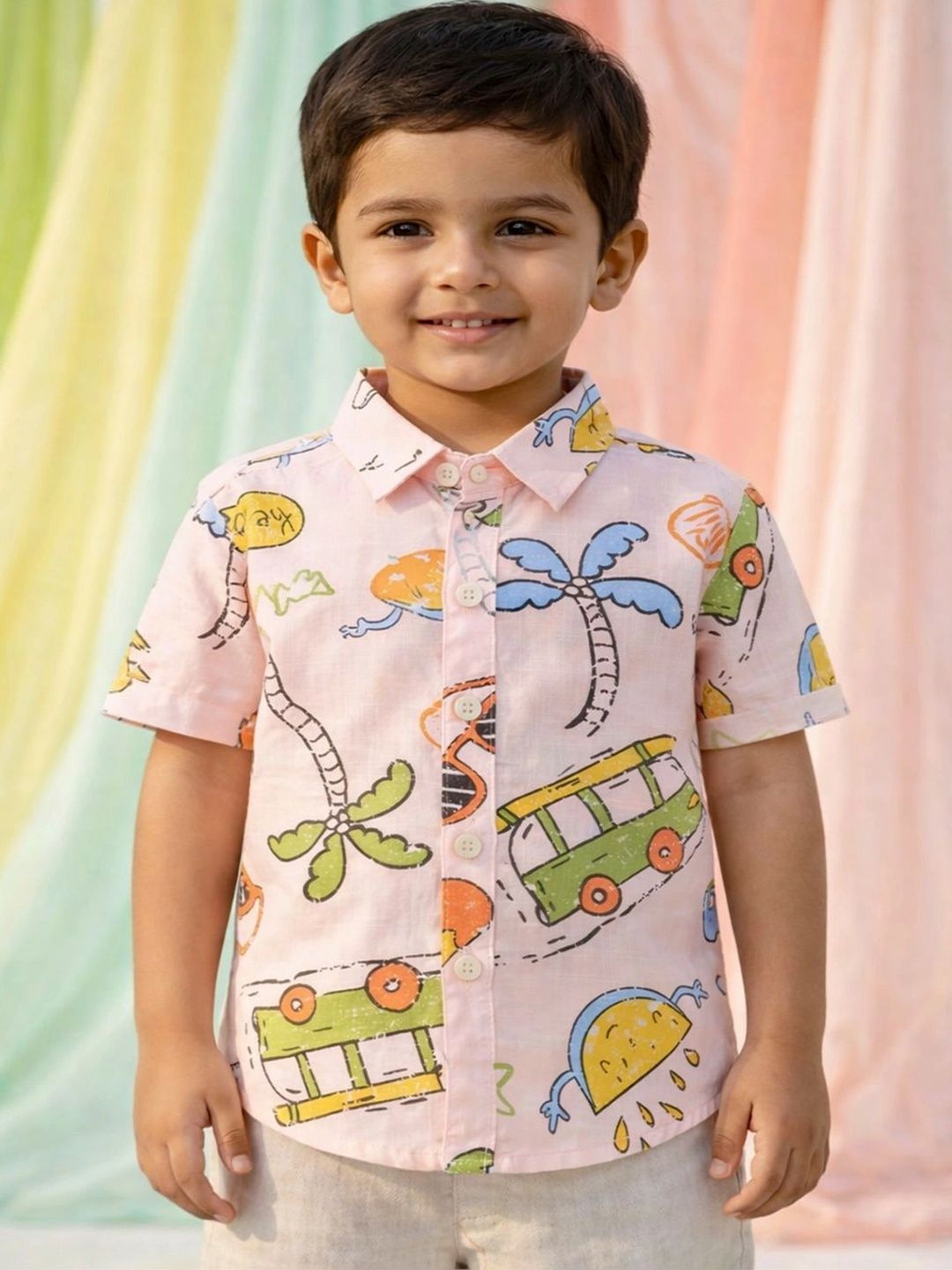 HERE&NOW Unisex Kids Classic Printed Casual Shirt-picture-57