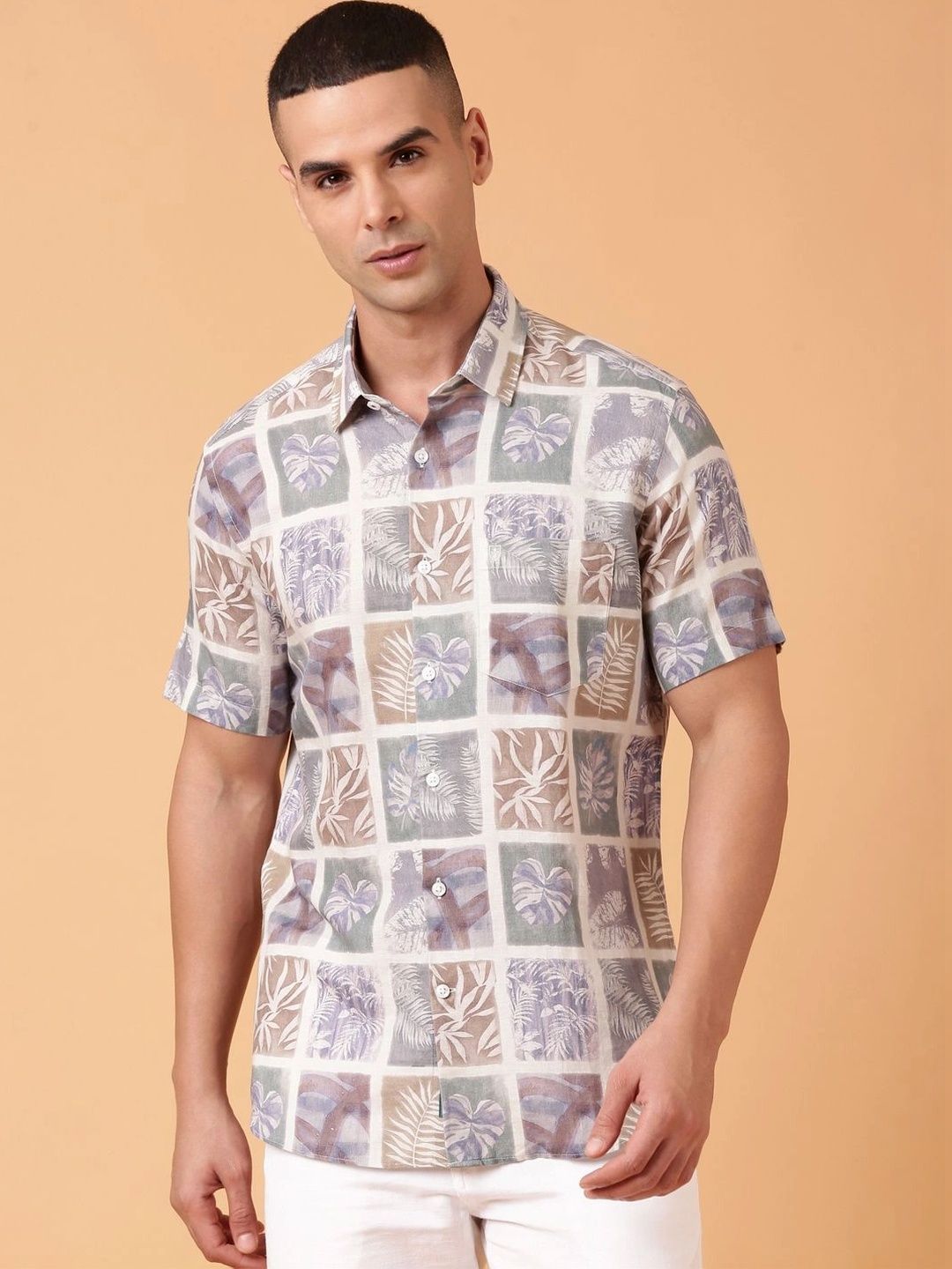 Linen Club Men Contemporary Floral Printed Casual Shirt-picture-28