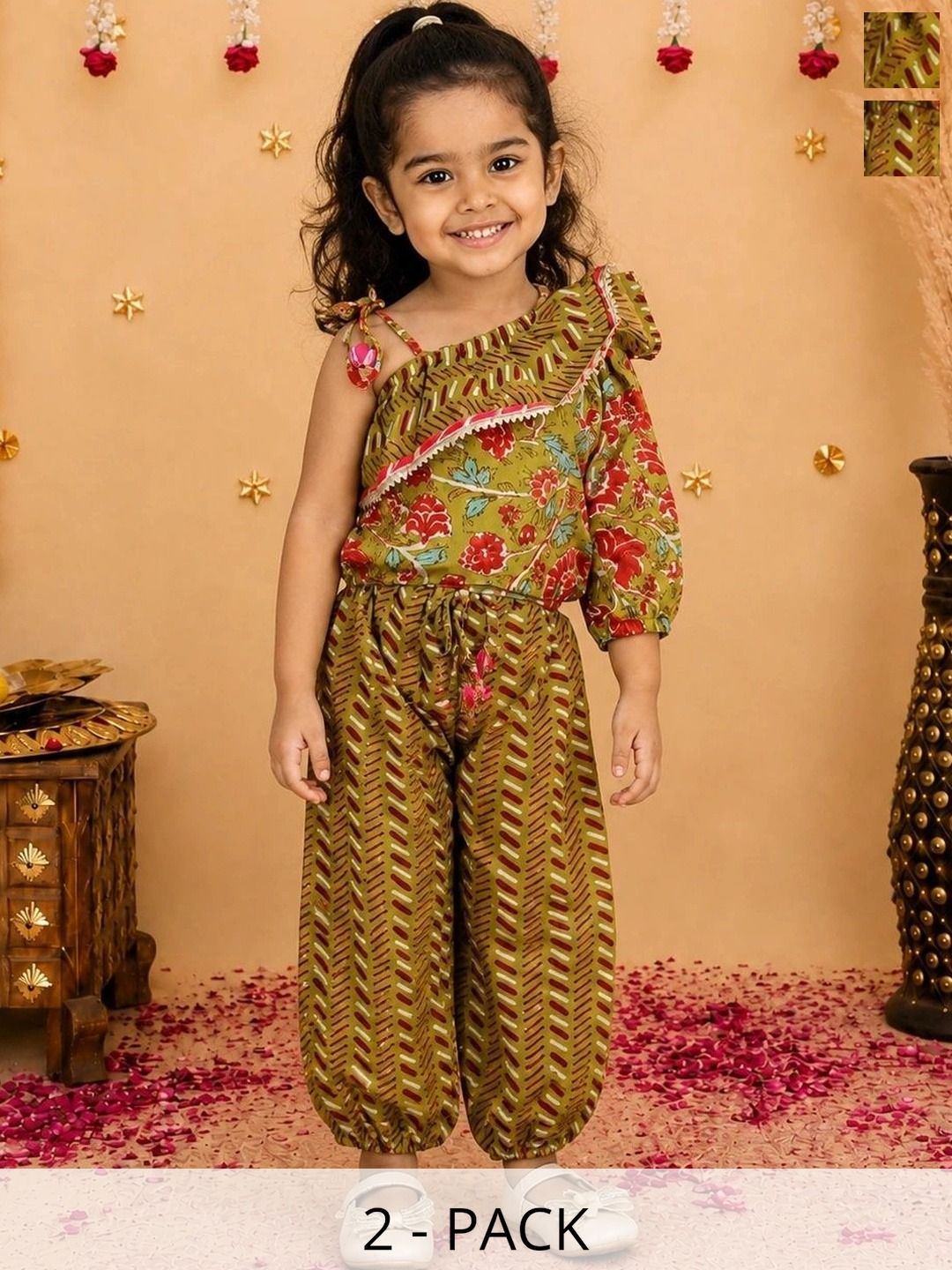 BownBee Girls Printed Top with Dhoti Pants-picture-41