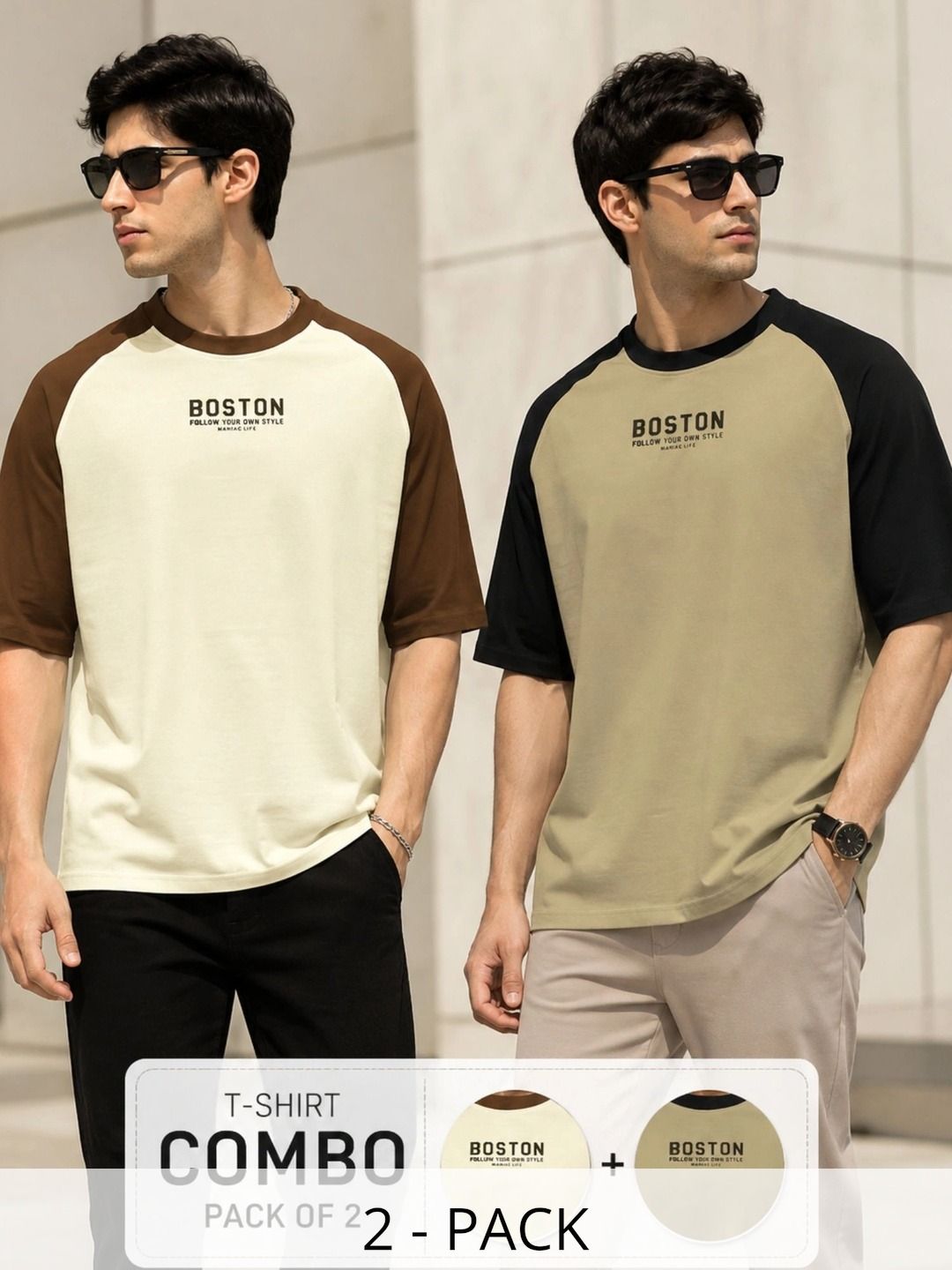 Maniac Men Typography 2 Colourblocked T-shirt-image-8