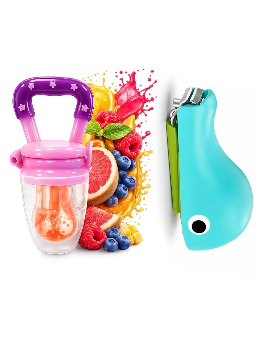 Crescent Set of 2 Baby Fruit Food Feeder Nibbler, Nail Cutter Combo-picture-31