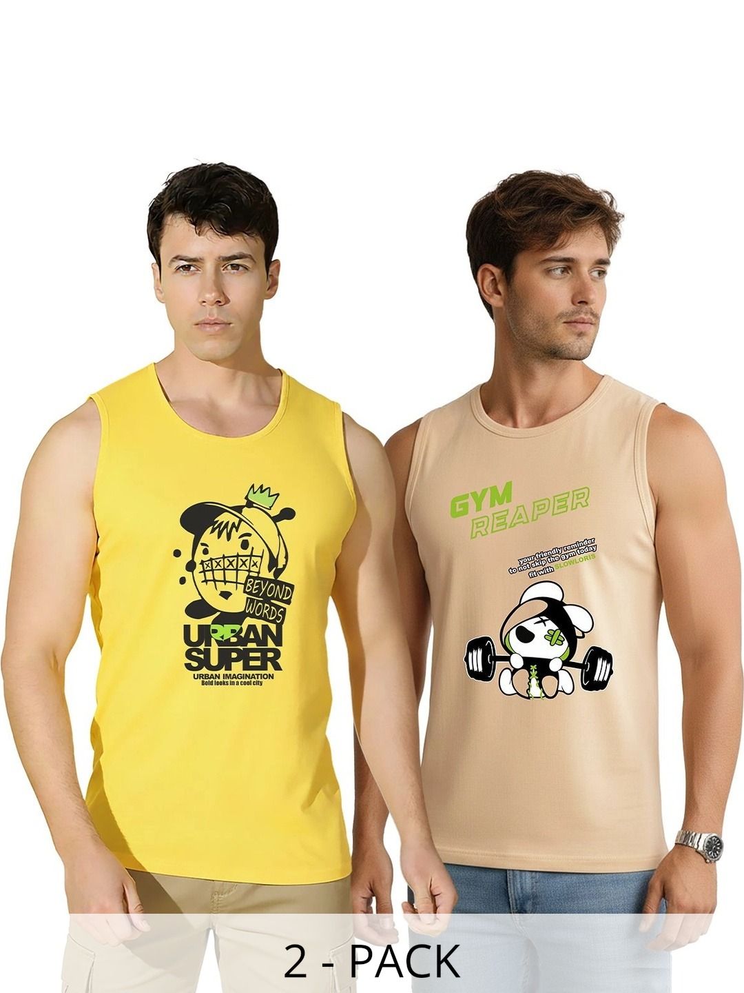 TEEFOX Pack of 2 Printed Cotton Gym Vest-picture-51