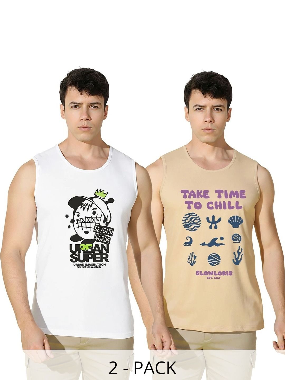 TEEFOX Pack of 2 Printed Cotton Gym Vest-image-36