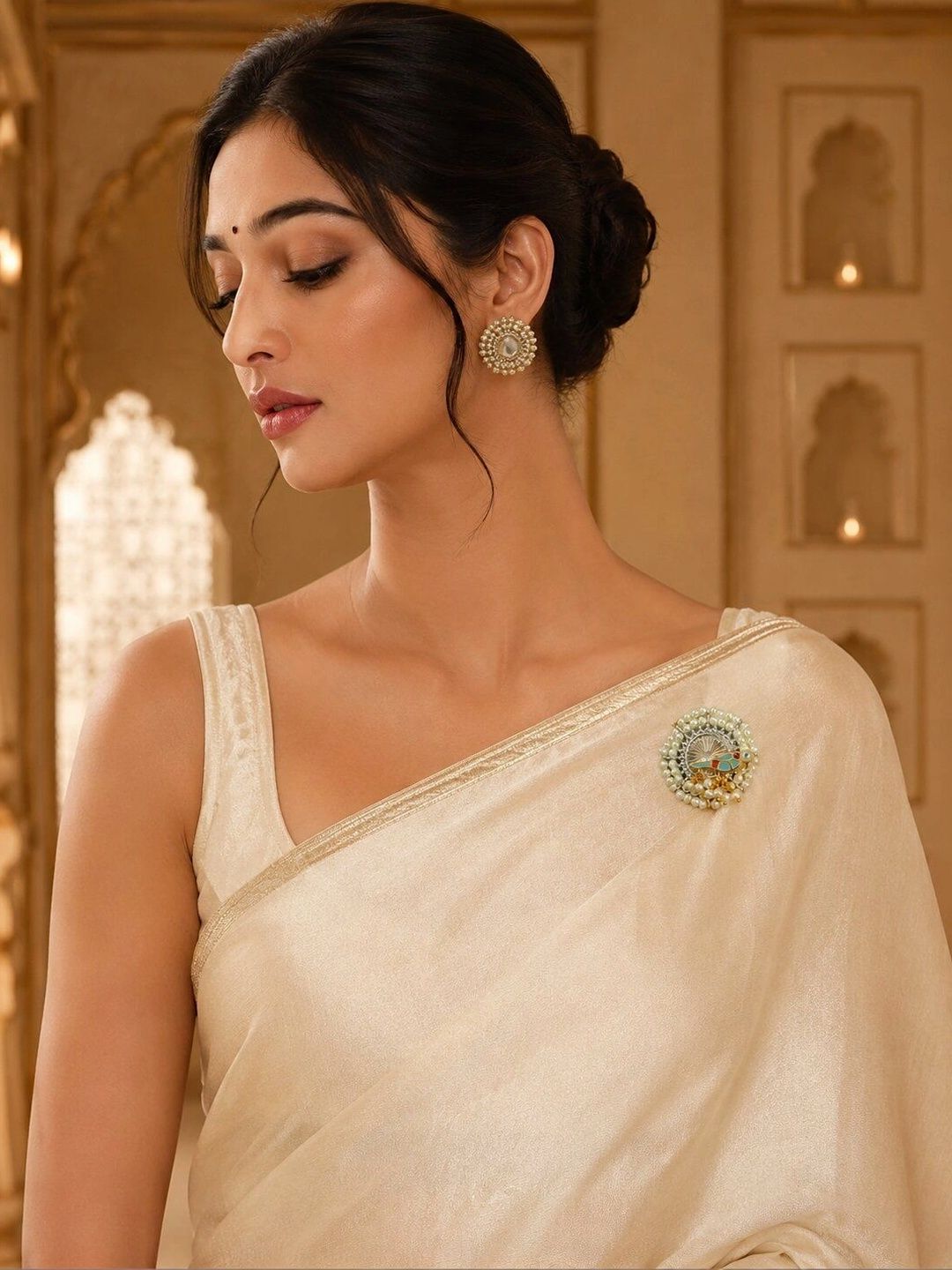 ARANI CREATION White Plated Brass Brooch-picture-50