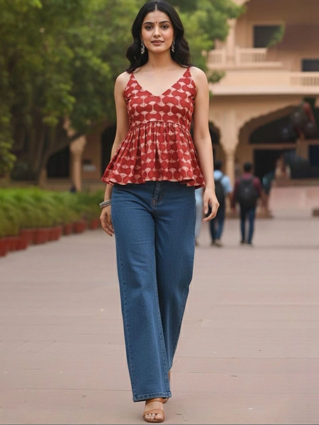 Anouk Mirage Print Cotton Peplum Top-picture-35