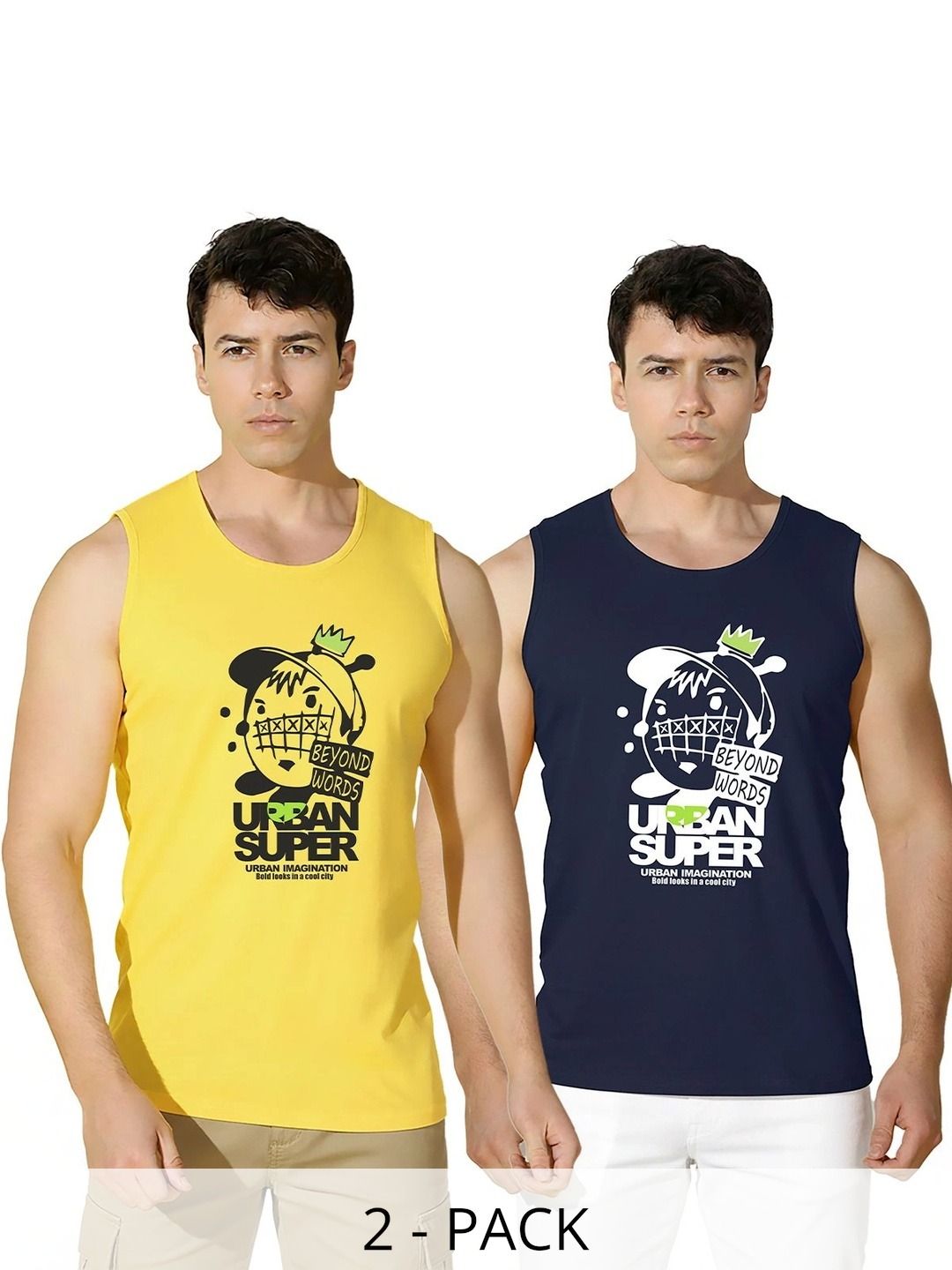TEEFOX Pack of 2 Printed Cotton Gym Vest-picture-34