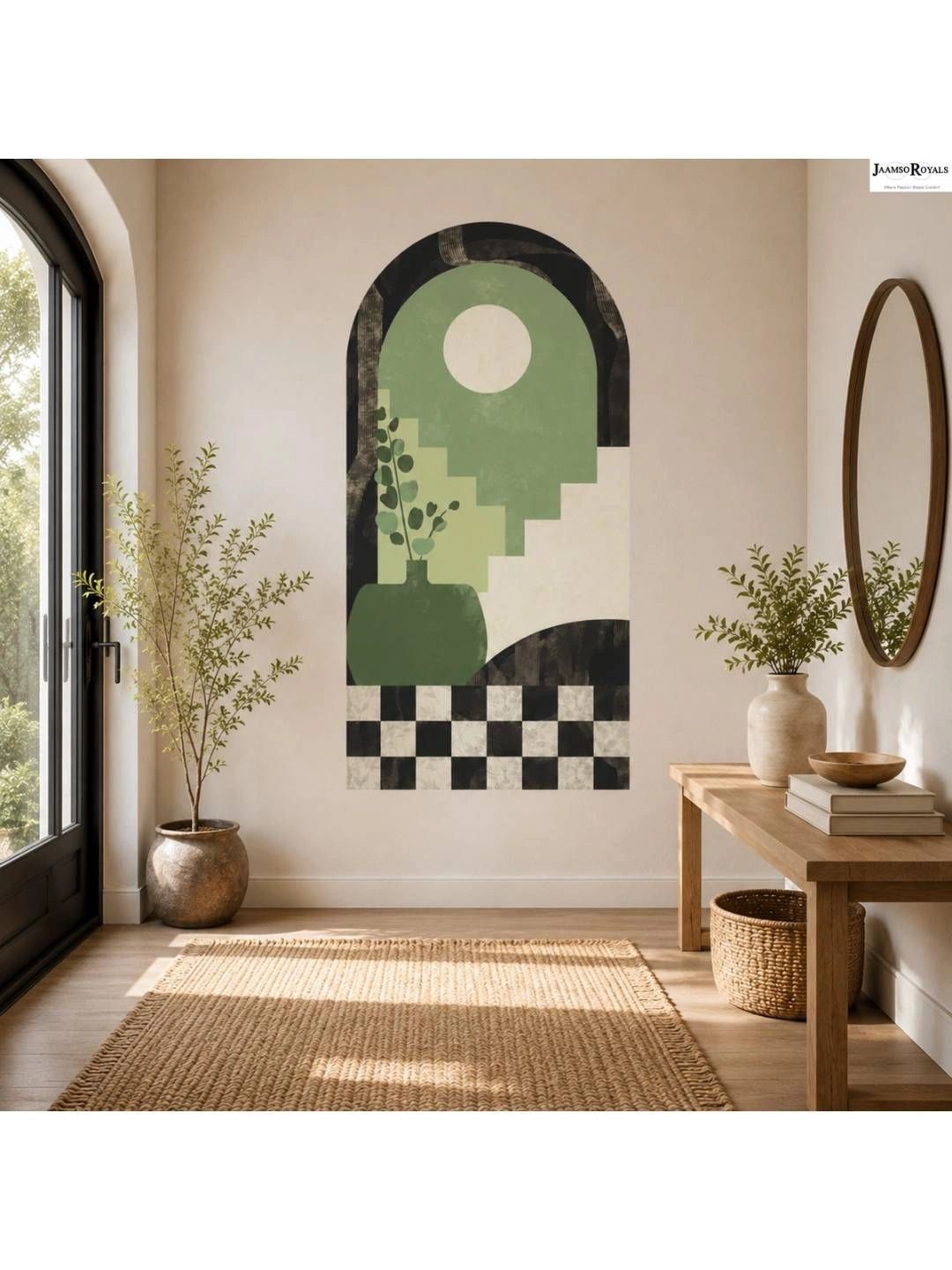 Jaamso Royals Green & Beige Abstract Printed Wall Sticker-picture-49