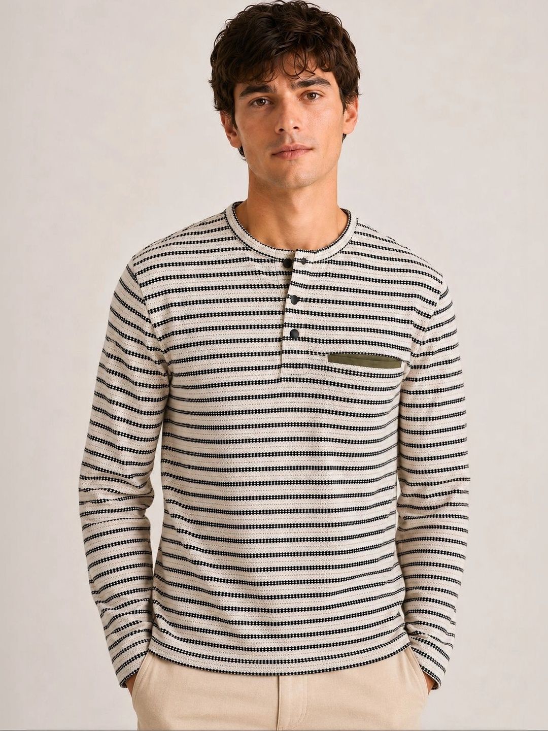 Monk Mode Men Striped Henley Neck Pockets T-shirt-image-43