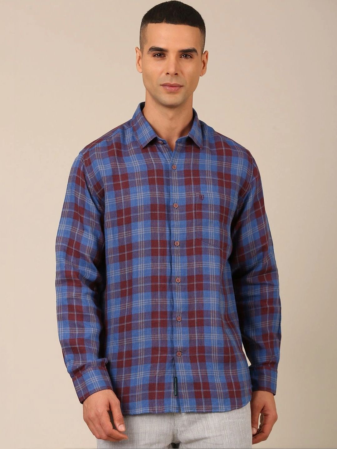 Linen Club Men Contemporary Tartan Checks Checked Casual Shirt-picture-21