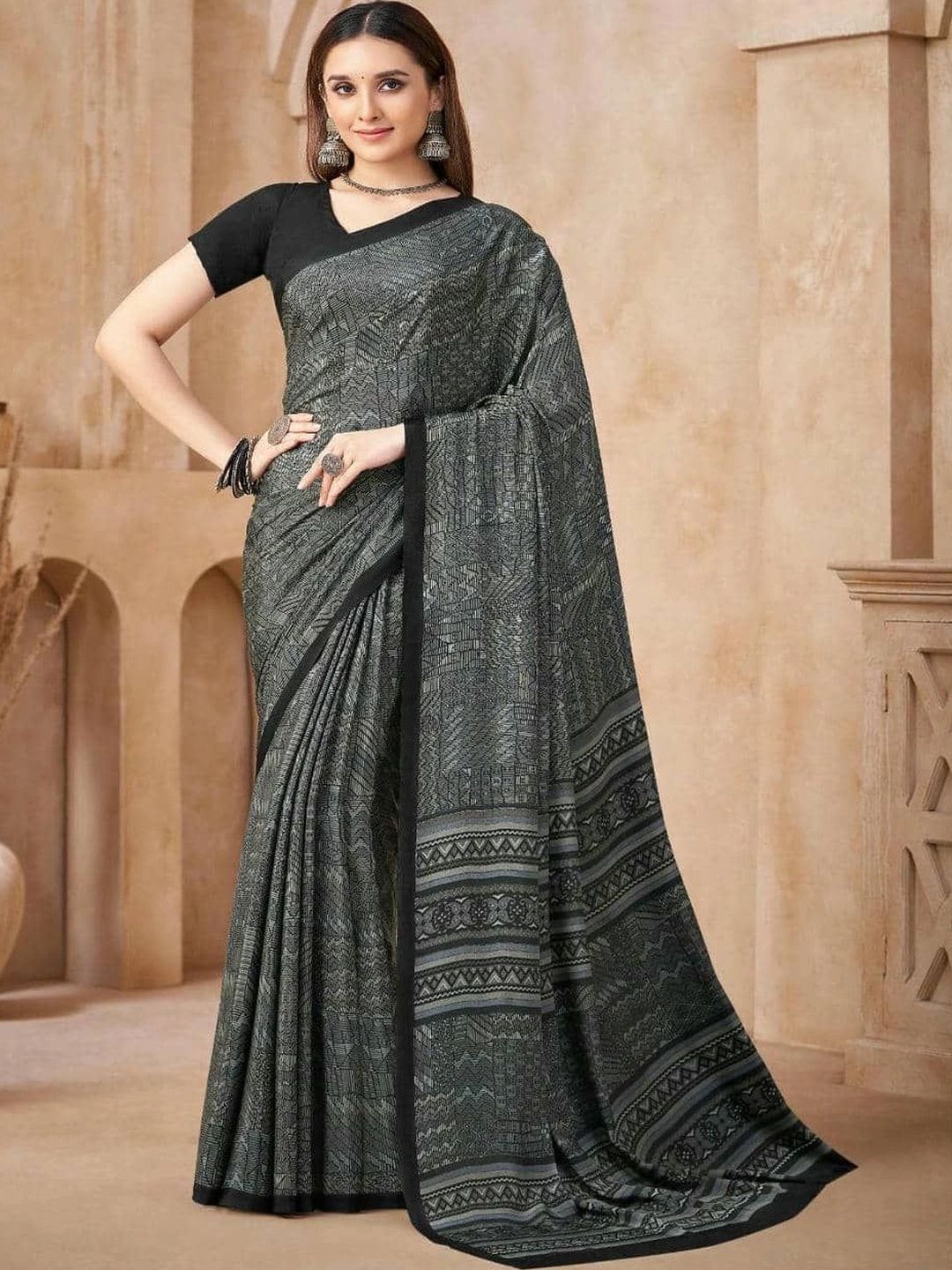 all about you Floral Pure Crepe Saree-picture-10