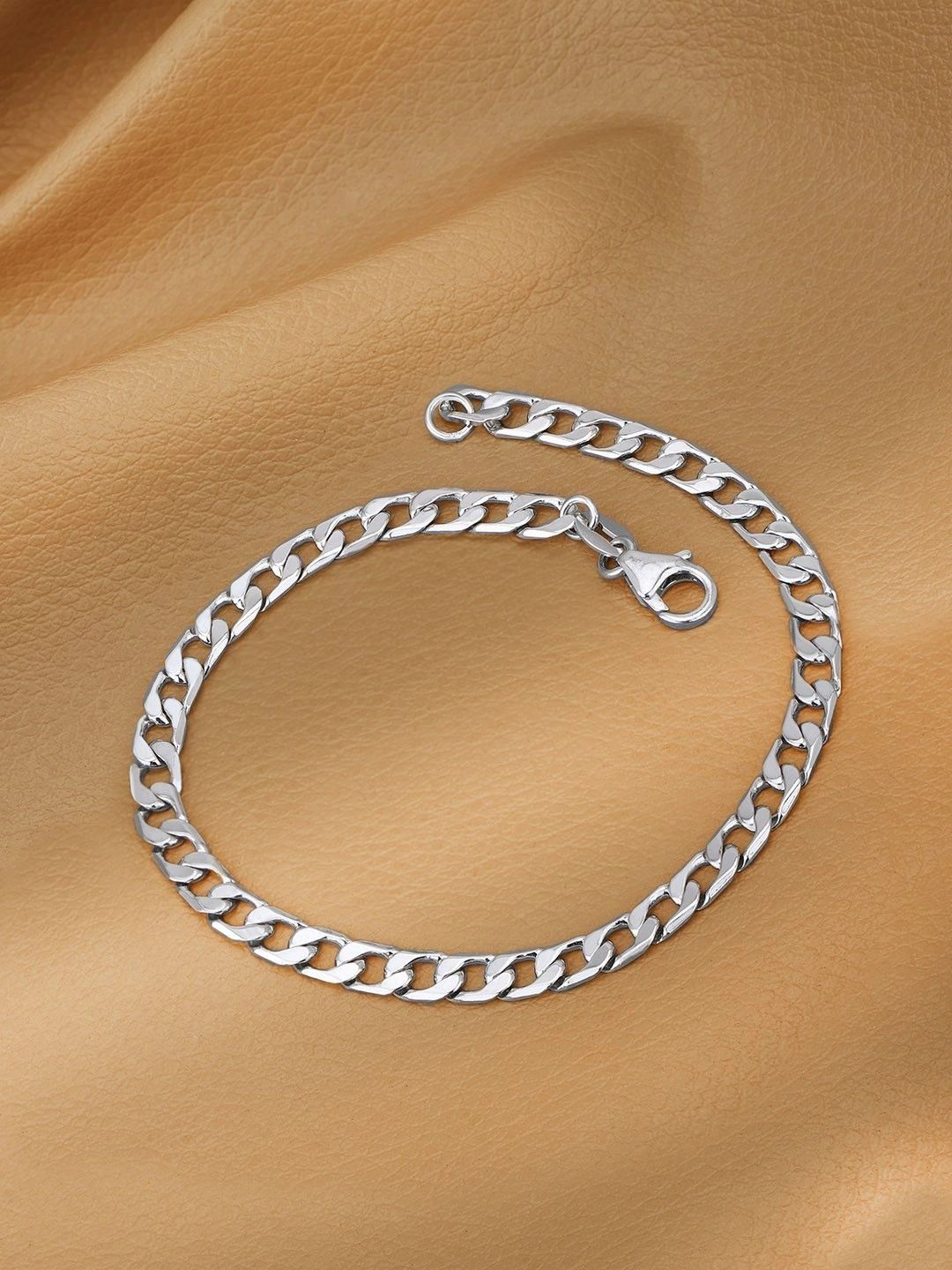 Carlton London Men Brass Silver-Plated Link Bracelet-picture-23