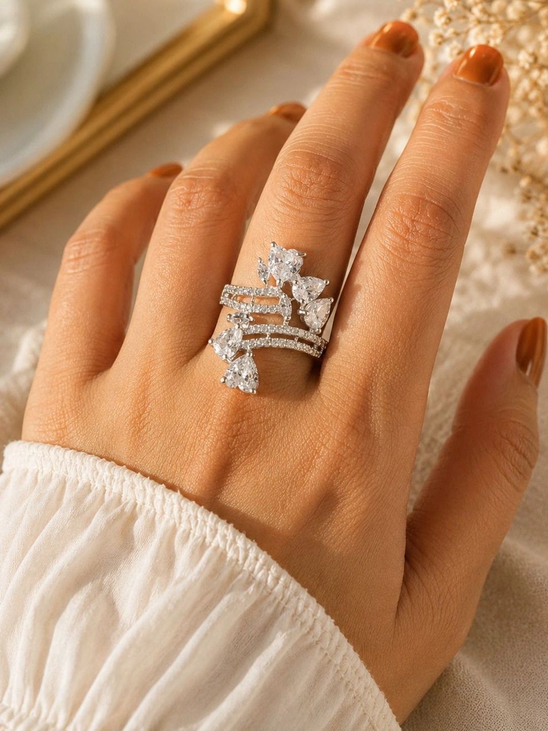 SHAFAF Women Silver Plated Finger Ring-picture-41