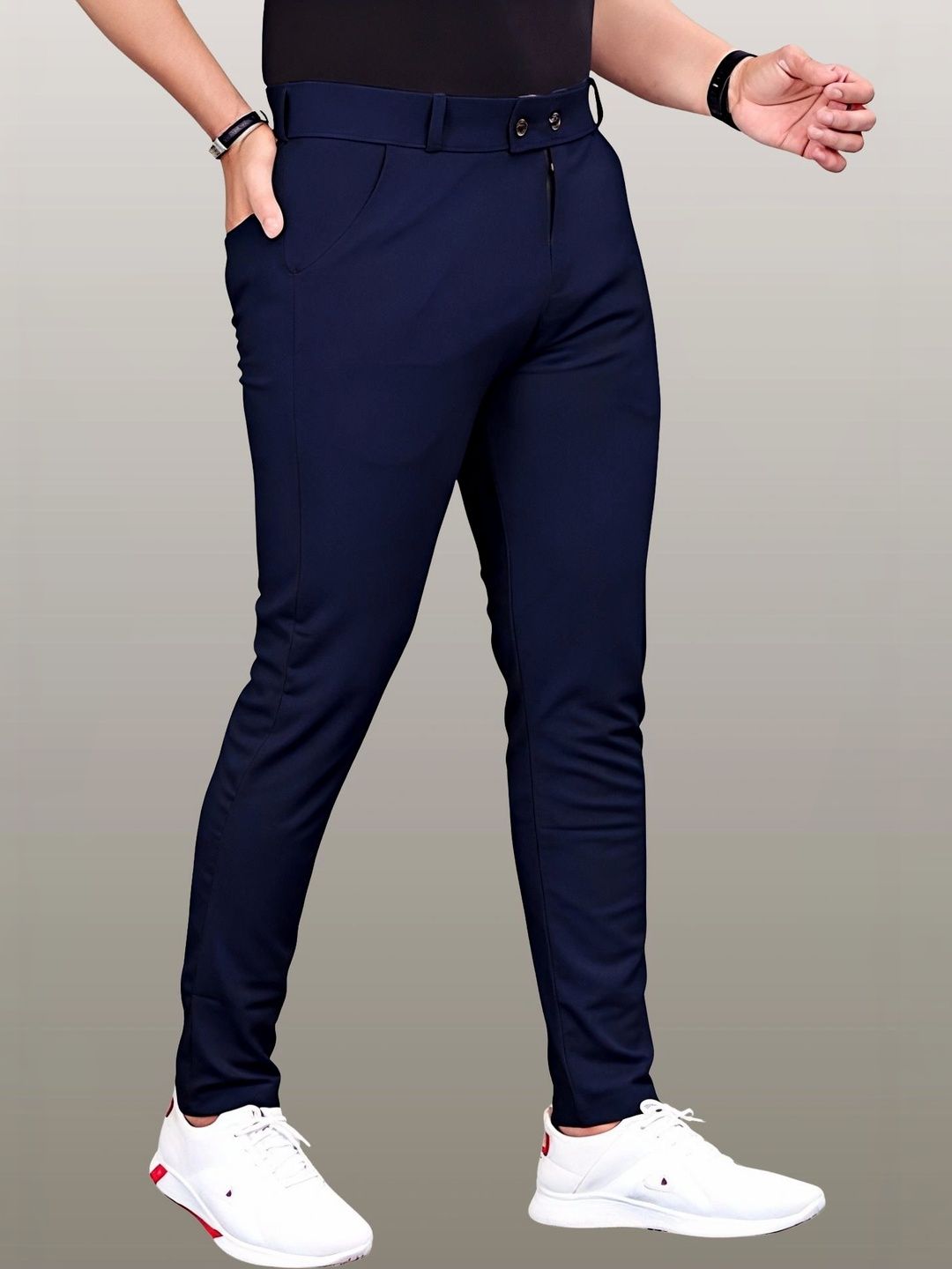 FABAURA Men Slim Fit Easy Wash Trousers-picture-38