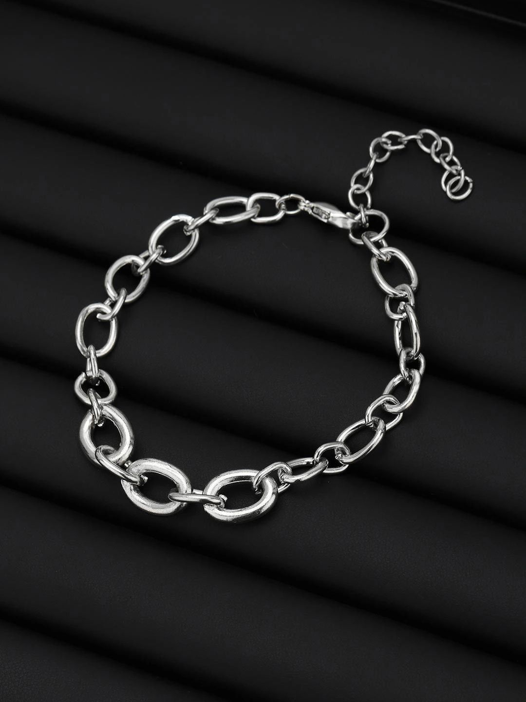Carlton London Men Silver-Plated Link Bracelet-picture-16