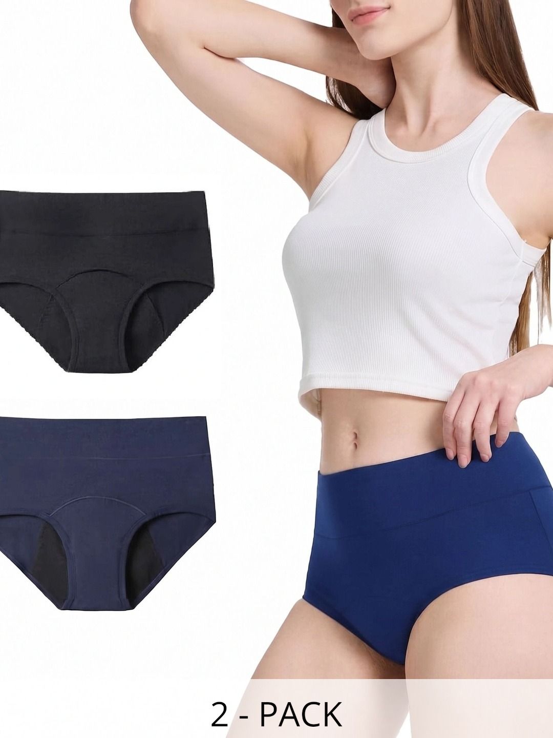 AREEVANZ Women Pack of 2 Leak-Proof Seamless Cotton Period Briefs-image-49