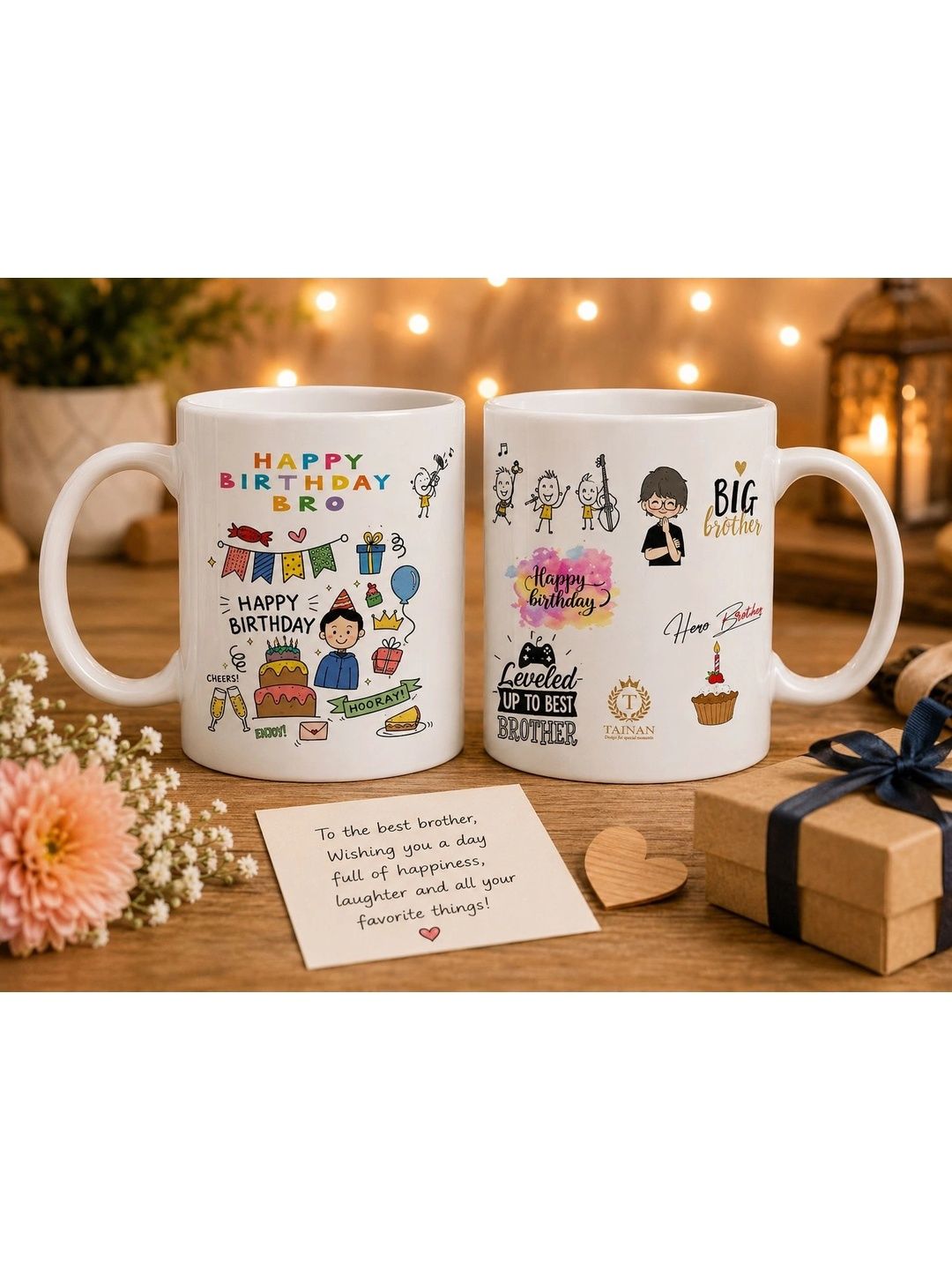 TAJNAN White Printed Ceramic Glossy Mugs Set of Cups and Mugs-picture-51
